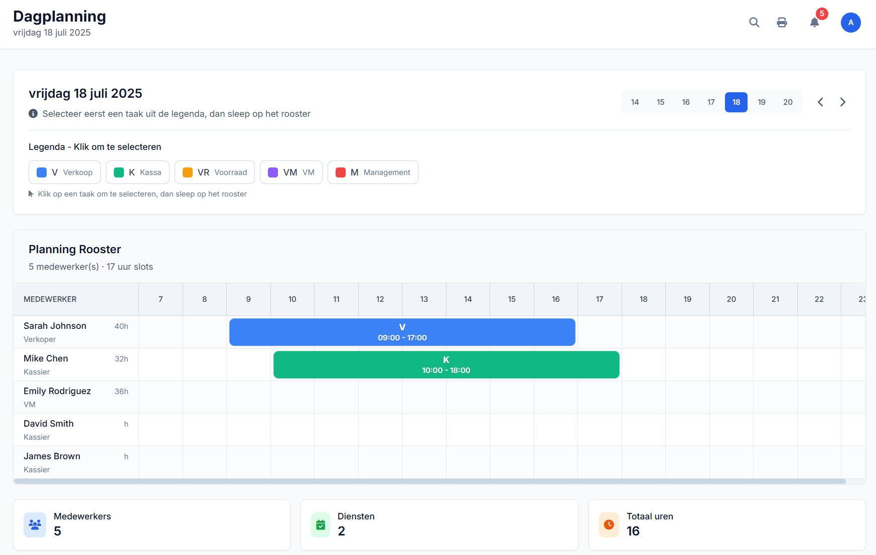 CeReSyS Dagplanning Interface - Professioneel personeelsbeheer en planning systeem